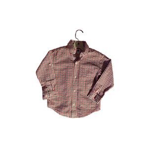 Janie and Jack boys, red and blue checkered, long sleeve button up shirt size 3
